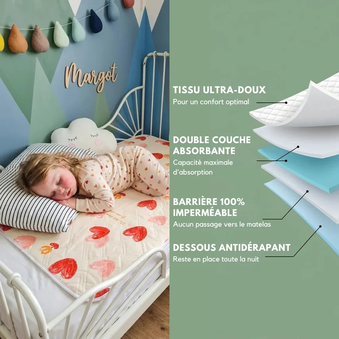 Protecție Impermeabilă Lavabilă Pentru Pătuțul Copilului | Model Inimioare