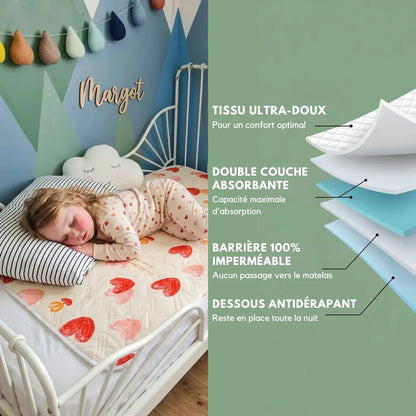 Protecție Impermeabilă Lavabilă Pentru Pătuțul Copilului | Model Inimioare