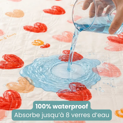 Protecție Impermeabilă Lavabilă Pentru Pătuțul Copilului | Model Inimioare