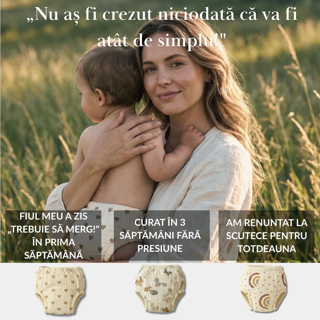 Chiloței de Antrenament - Curat la Oliță în 2-3 Săptămâni - 100% Bumbac Reutilizabil - Ușor de Îmbrăcat de la 18 Luni